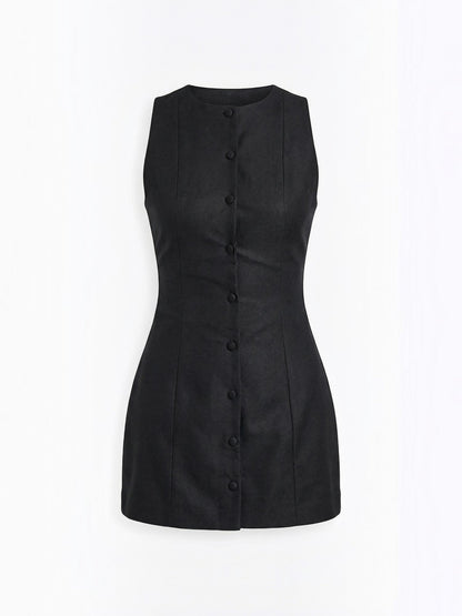 Women's Mini Dress with Button Front Closure