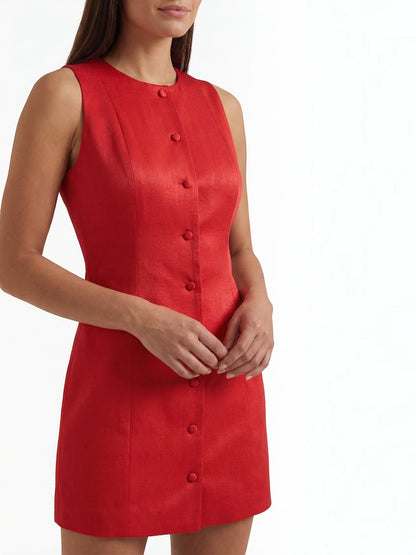 Women's Mini Dress with Button Front Closure