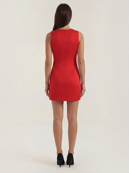 Women's Mini Dress with Button Front Closure