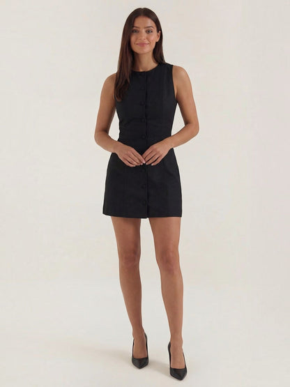 Women's Mini Dress with Button Front Closure