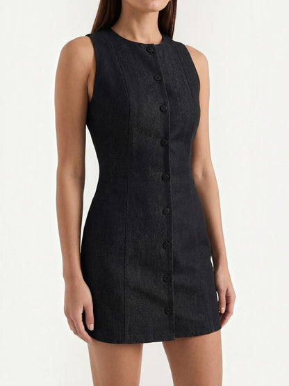 Women's Mini Dress with Button Front Closure