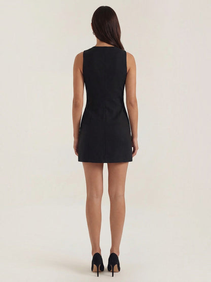 Women's Mini Dress with Button Front Closure