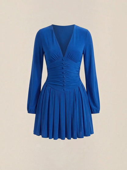 Women's Mini Dress with V Neckline