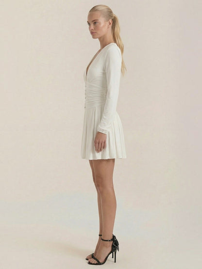 Women's Mini Dress with V Neckline