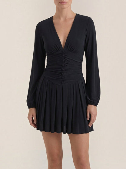 Women's Mini Dress with V Neckline