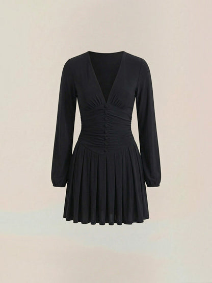Women's Mini Dress with V Neckline