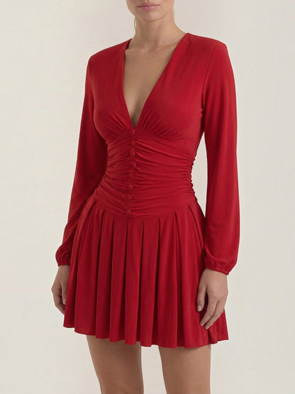 Women's Mini Dress with V Neckline