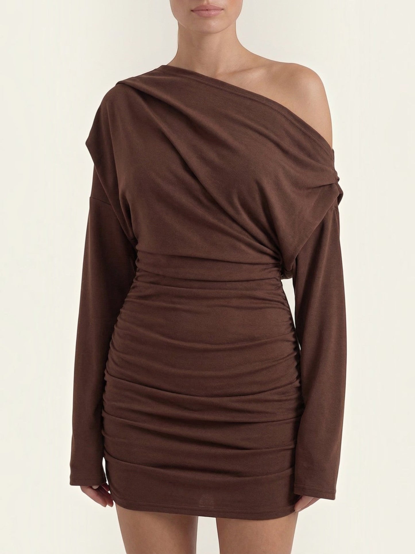 Women's Off Shoulder Mini Dress with Elastic Neckline