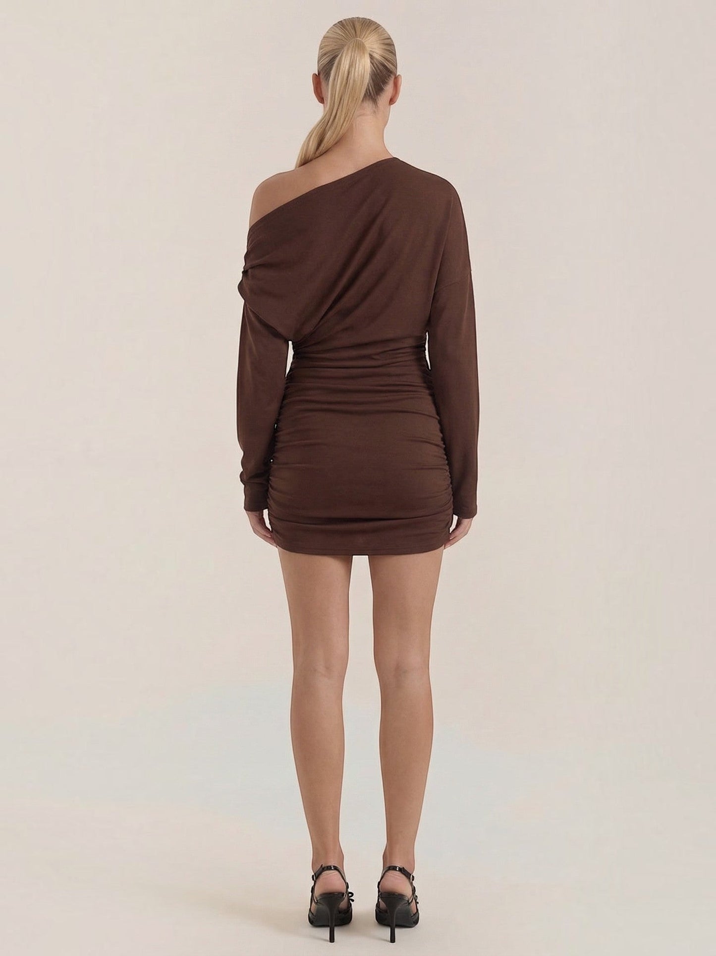 Women's Off Shoulder Mini Dress with Elastic Neckline