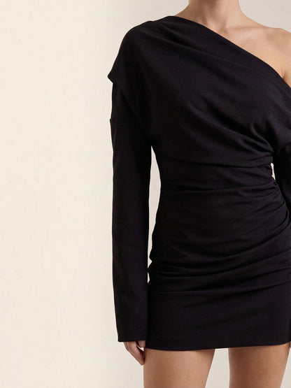 Women's Off Shoulder Mini Dress with Elastic Neckline