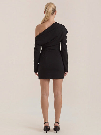 Women's Off Shoulder Mini Dress with Elastic Neckline