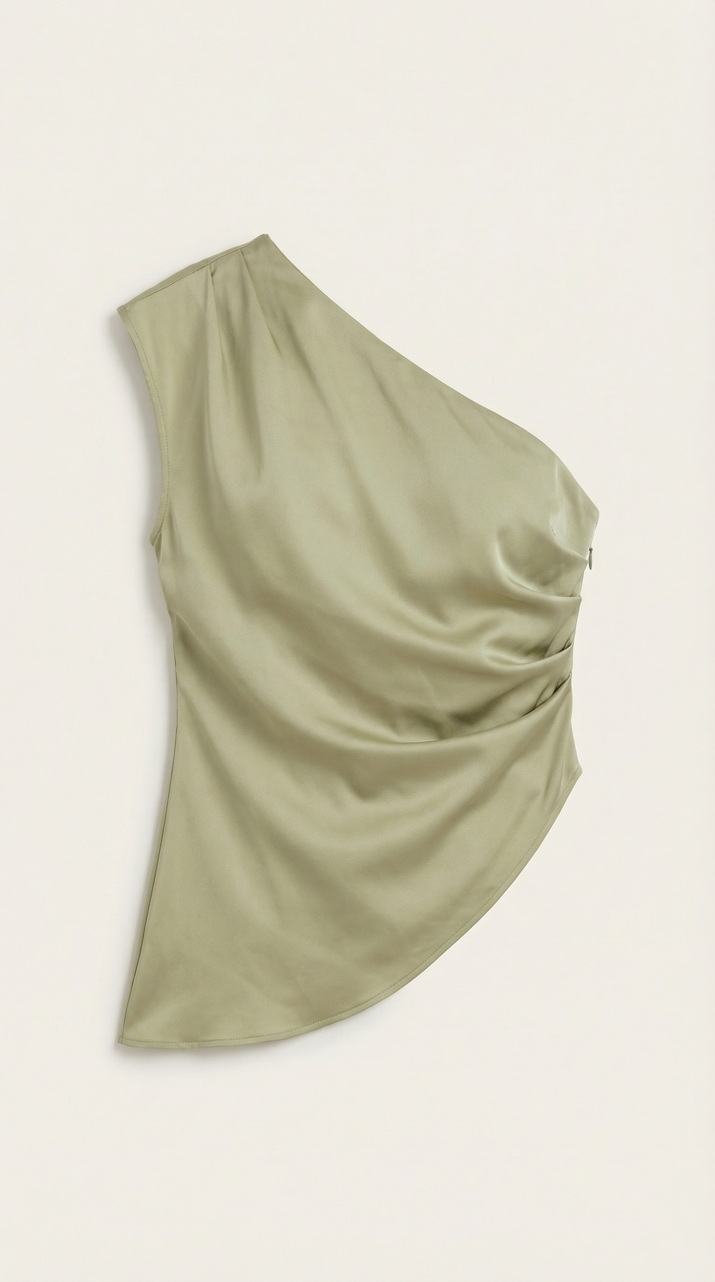Women's Sleeveless One-Shoulder Top with Side Ruching and Asymmetric Hem