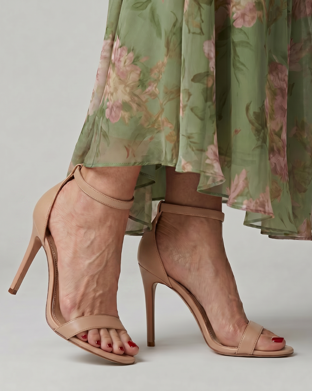Women's Open Stiletto Heel Sandals with Delicate Ankle Straps
