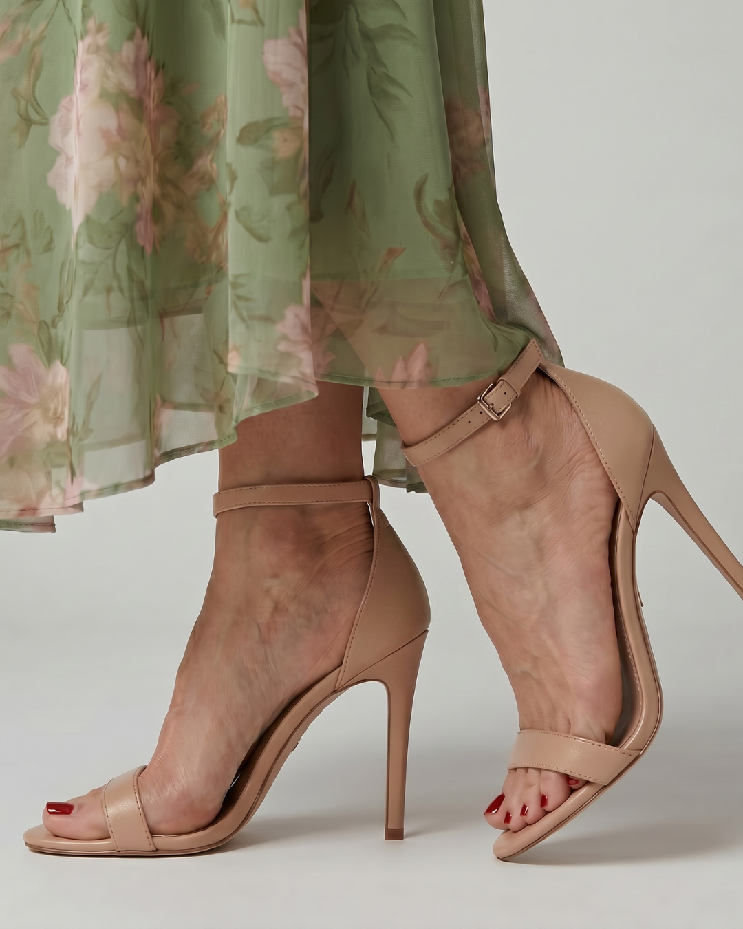 Women's Open Stiletto Heel Sandals with Delicate Ankle Straps