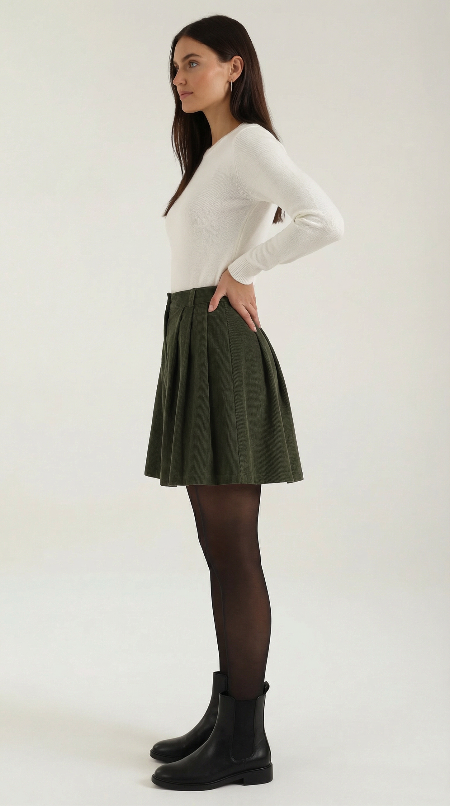 Women's Pleated Corduroy Mini Skirt