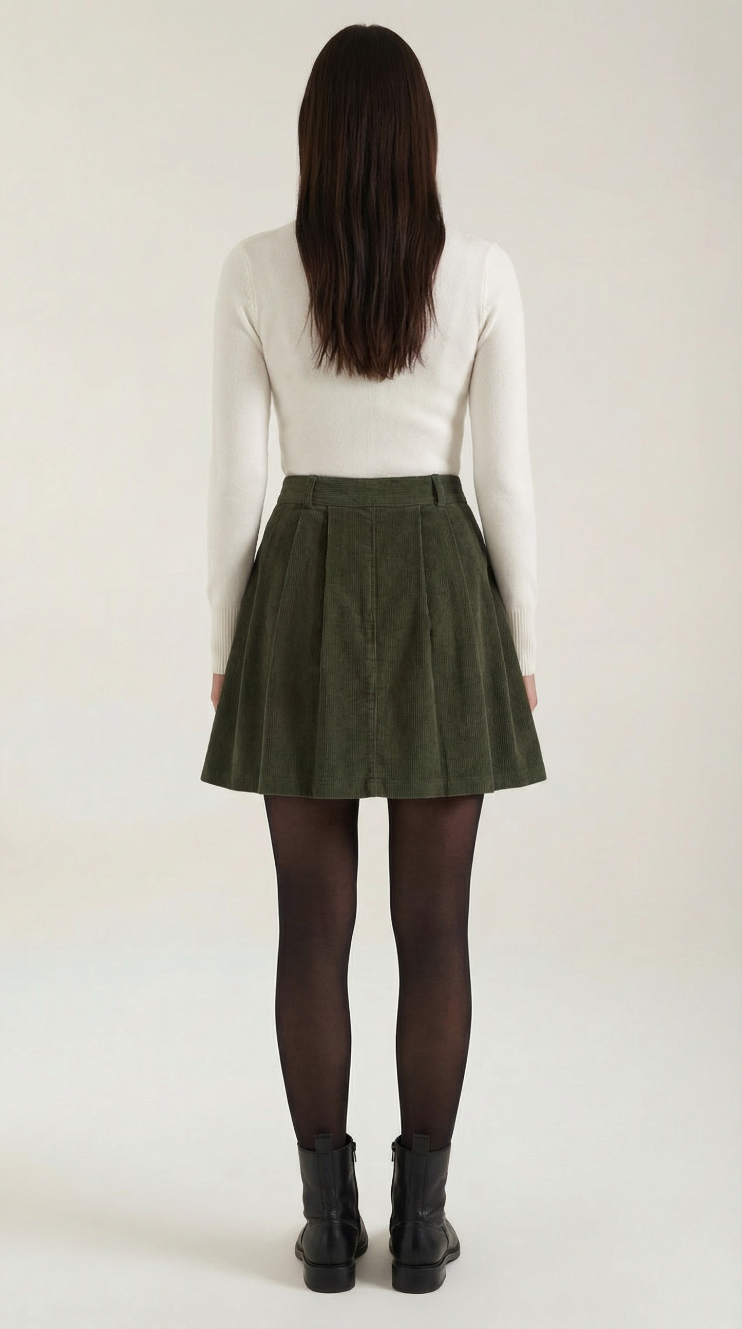 Women's Pleated Corduroy Mini Skirt