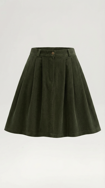 Women's Pleated Corduroy Mini Skirt