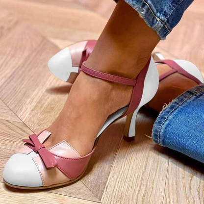 Women's Pointed Toe High Heels with Ankle Strap and Block Heel