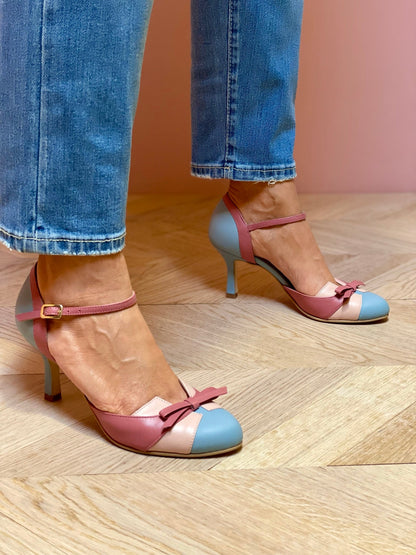 Women's Pointed Toe High Heels with Ankle Strap and Block Heel