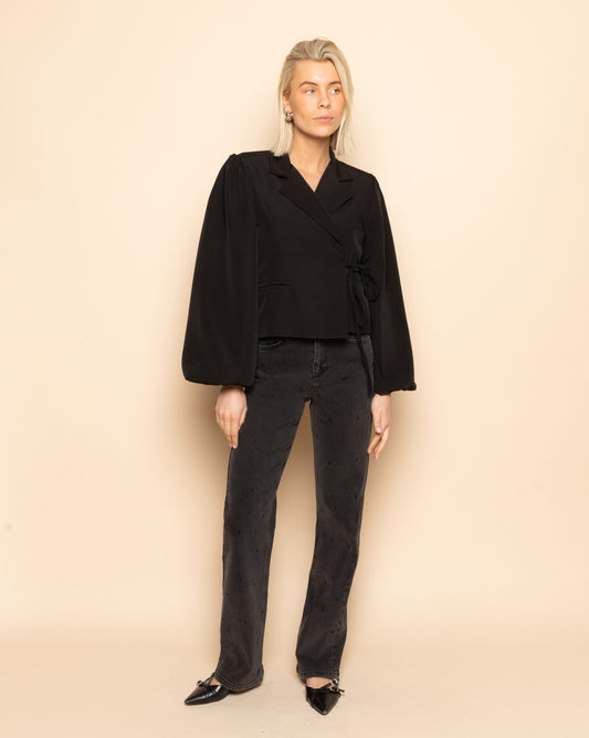 Lot | Women's Polka Dot Bootcut Jeans with Mid Rise Waist and Full Length Hem, Winter - Dark Grey