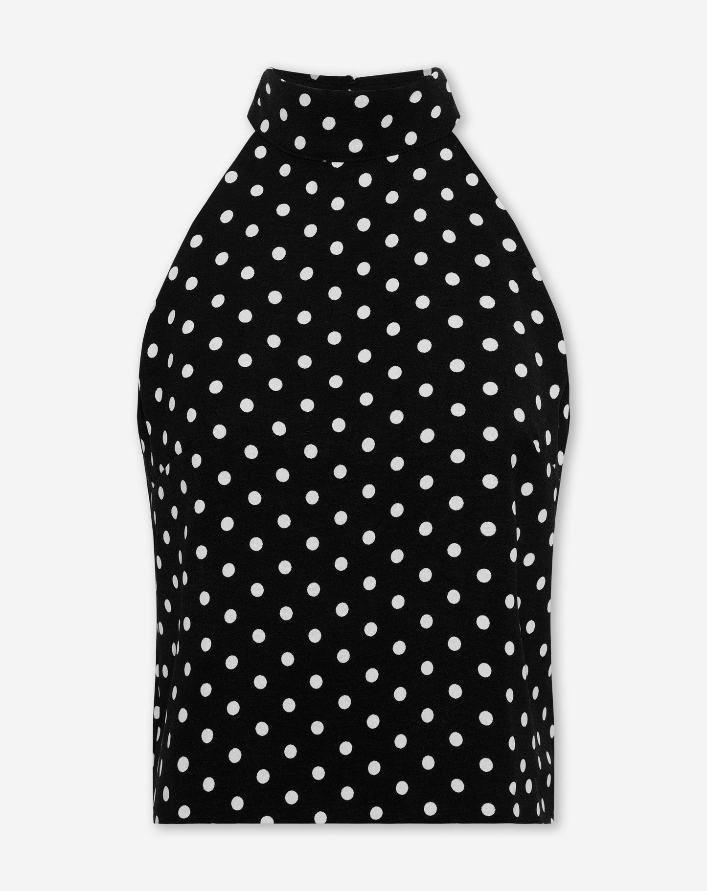 Women's Polka Dot Halter Top with Tie Neck and Backless Construction