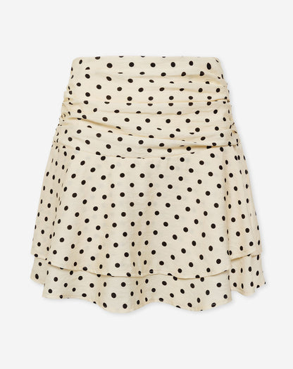 Women's Polka Dot Mini Skirt with High Waist Butter Yellow