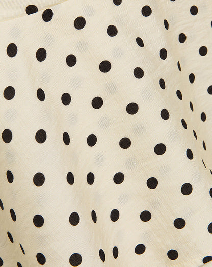 Women's Polka Dot Mini Skirt with High Waist Butter Yellow
