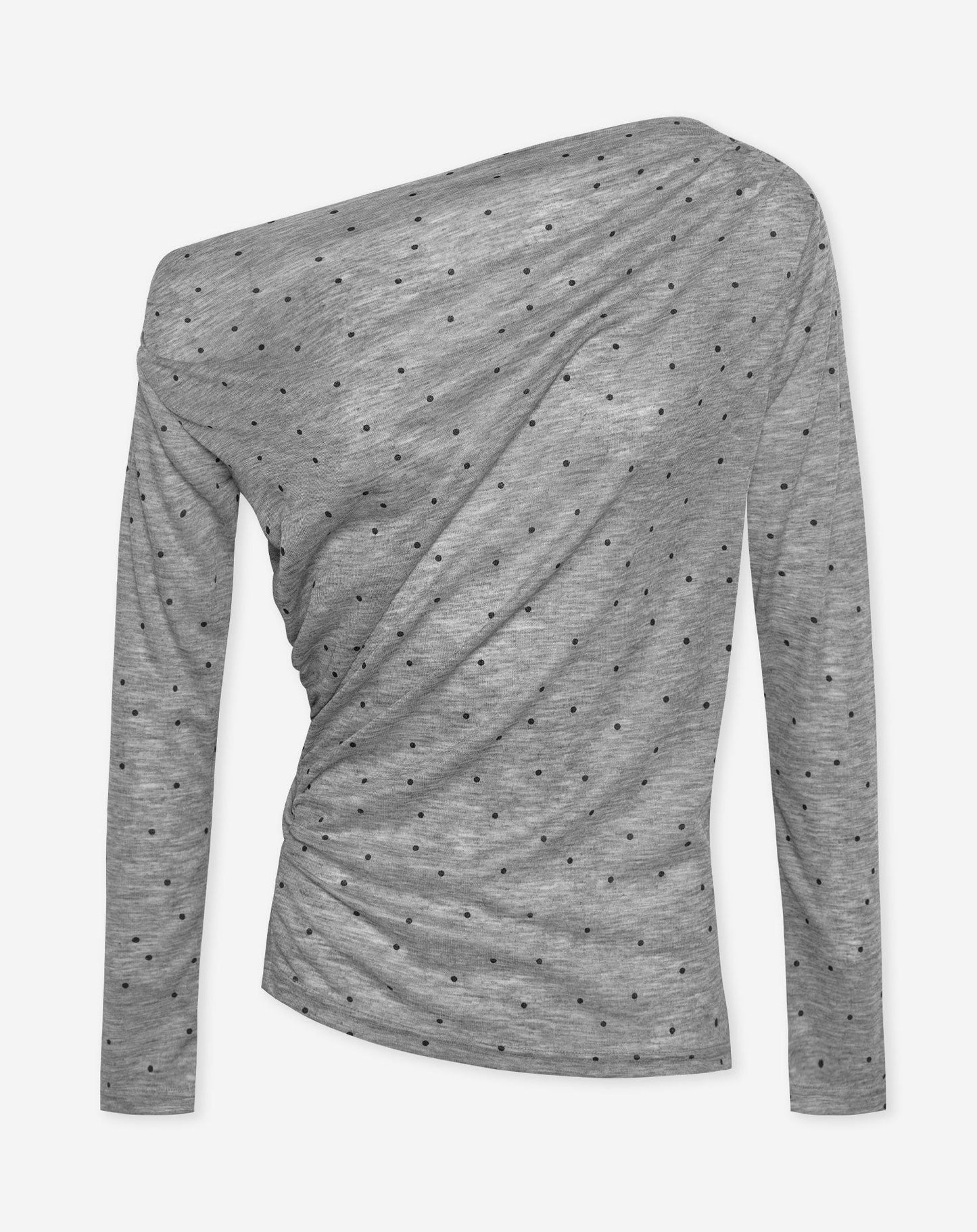 Women's Off Shoulder Polka Dot Top with Elastic Neckline and Short Sleeves