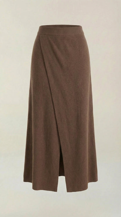 Women's Ribbed Knit Maxi Skirt with Fitted Silhouette
