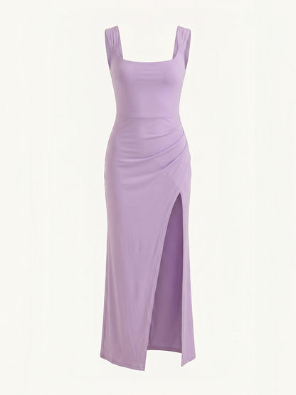 Women's Ruched Maxi Dress with Flowing Silhouette