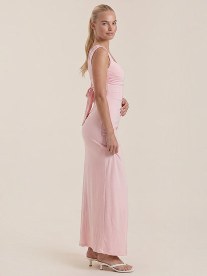 Women's Ruched Maxi Dress with Flowing Silhouette