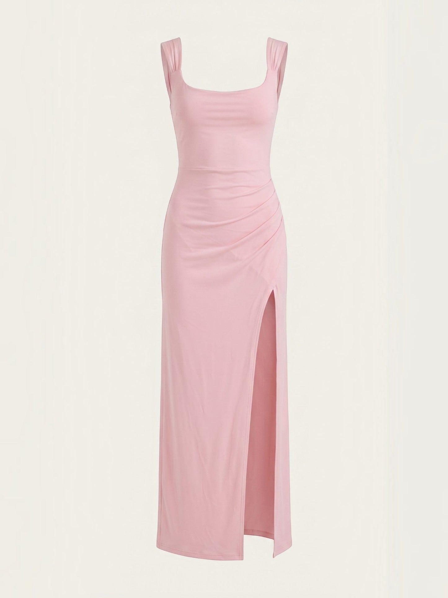 Women's Ruched Maxi Dress with Flowing Silhouette