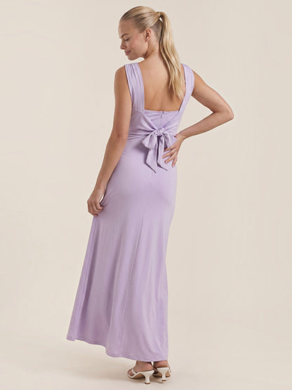 Women's Ruched Maxi Dress with Flowing Silhouette