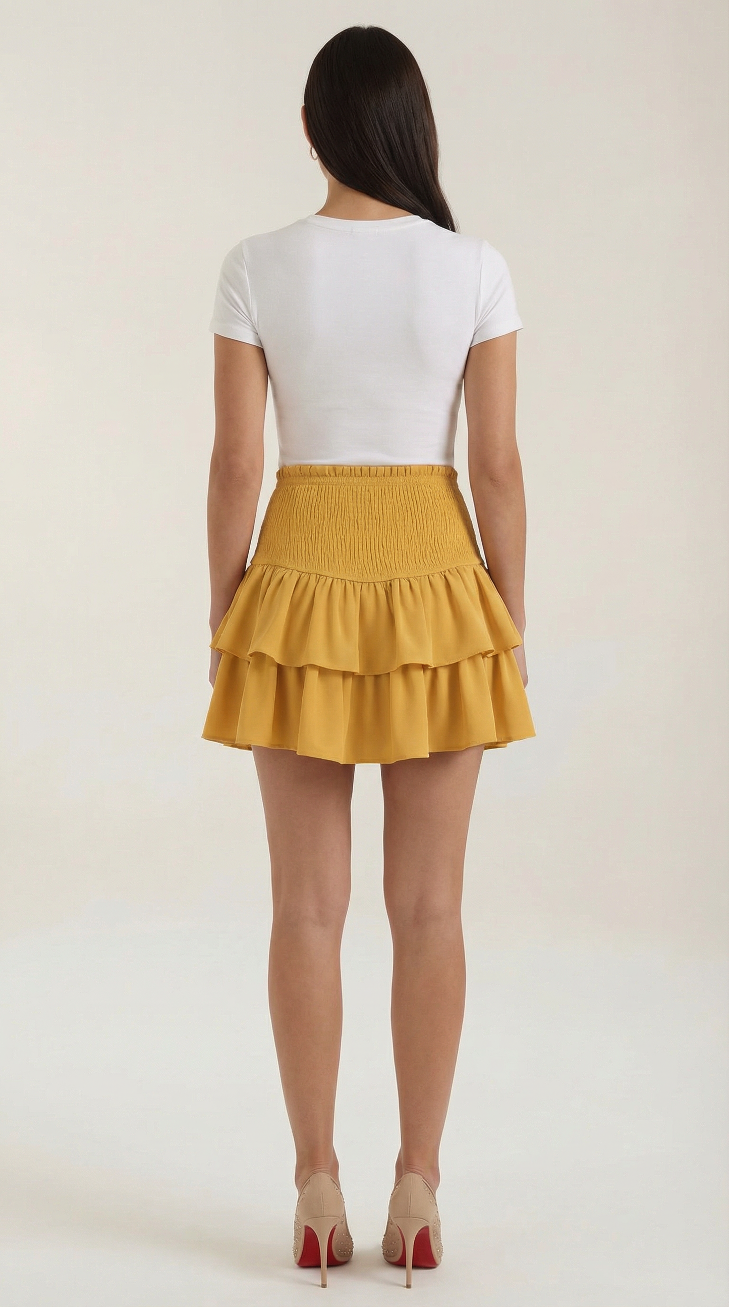 Women's Ruffle Mini Skirt with Layered Hem