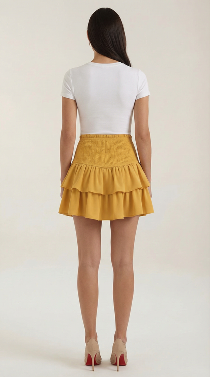 Women's Ruffle Mini Skirt with Layered Hem
