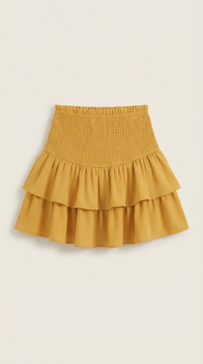 Women's Ruffle Mini Skirt with Layered Hem