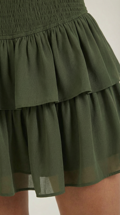 Women's Ruffle Mini Skirt with Layered Hem
