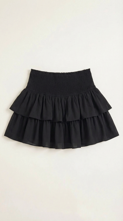 Women's Ruffle Mini Skirt with Layered Hem