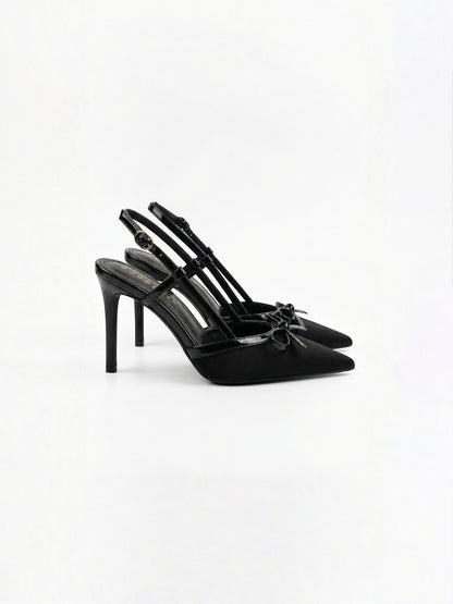 Women's Satin Pumps with Bow Detail