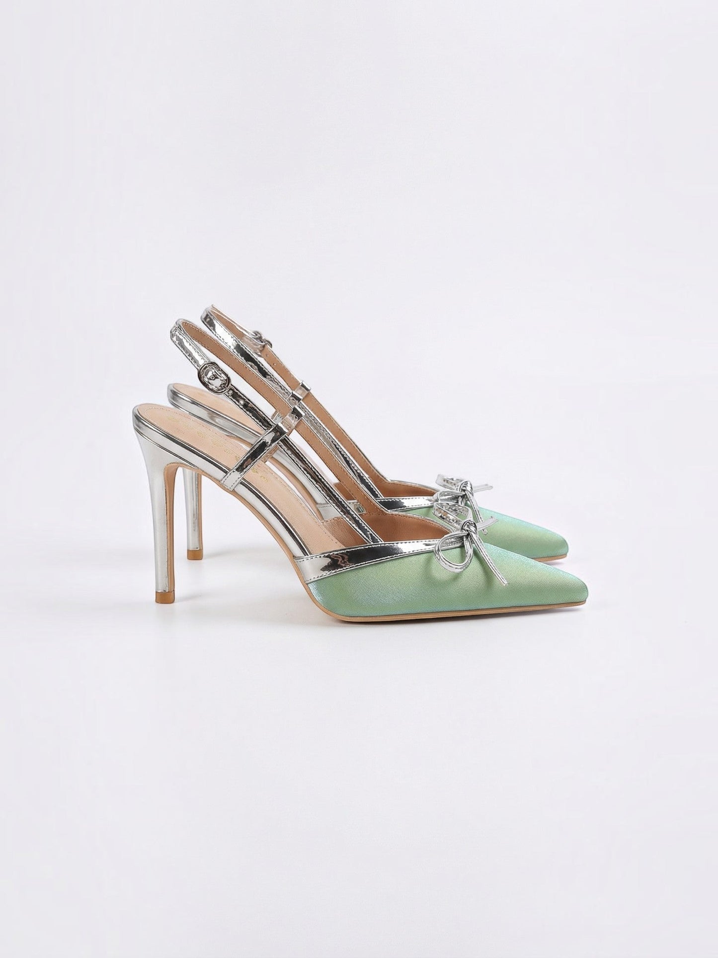 Women's Satin Pumps with Bow Detail