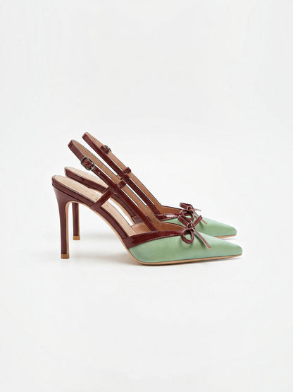 Women's Satin Pumps with Bow Detail