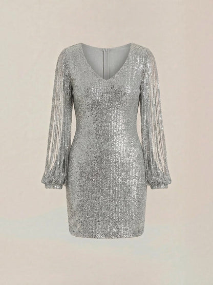 Women's Sequin Mini Dress with Fitted Silhouette