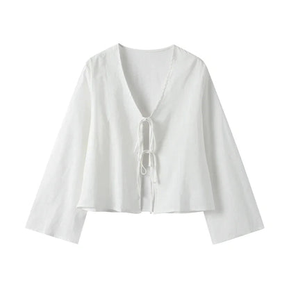 Women's Sicily Front-Tie Linen Top