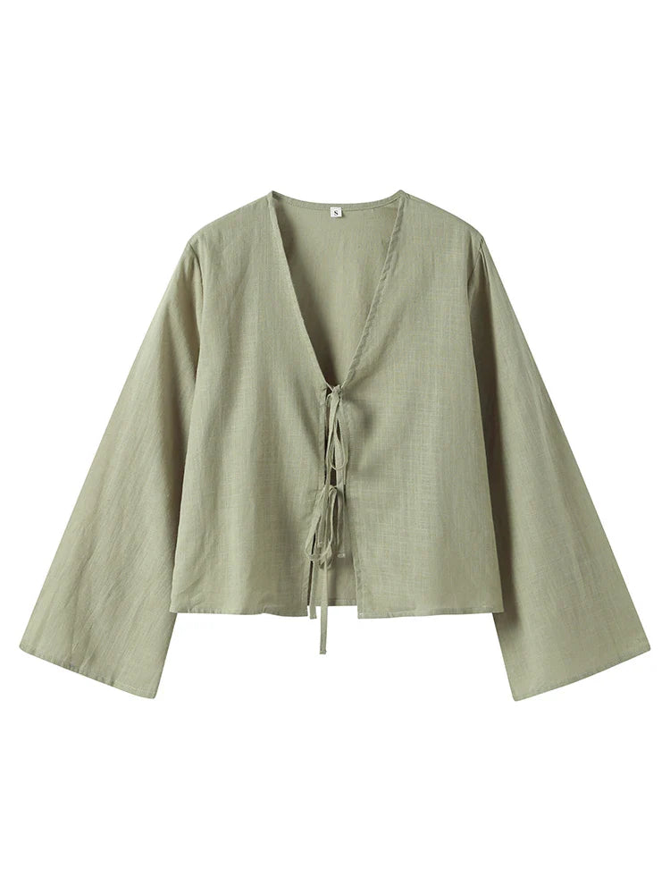 Women's Sicily Front-Tie Linen Top