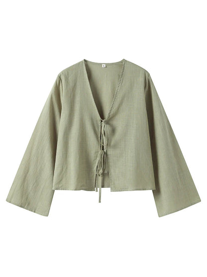 Women's Sicily Front-Tie Linen Top