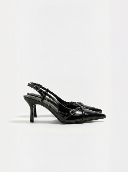 Women's Slingback Pumps with Buckle Detail