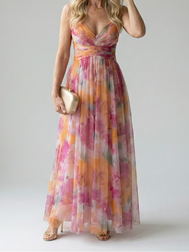 Women's Soft Wrap Maxi Dress with Wrapped Bodice and Flowing Skirt