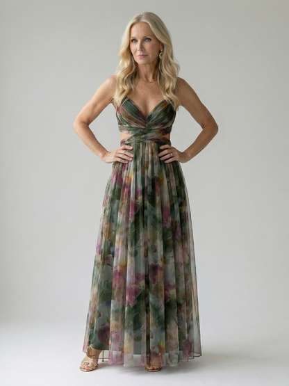 Women's Soft Wrap Maxi Dress with Wrapped Bodice and Flowing Skirt