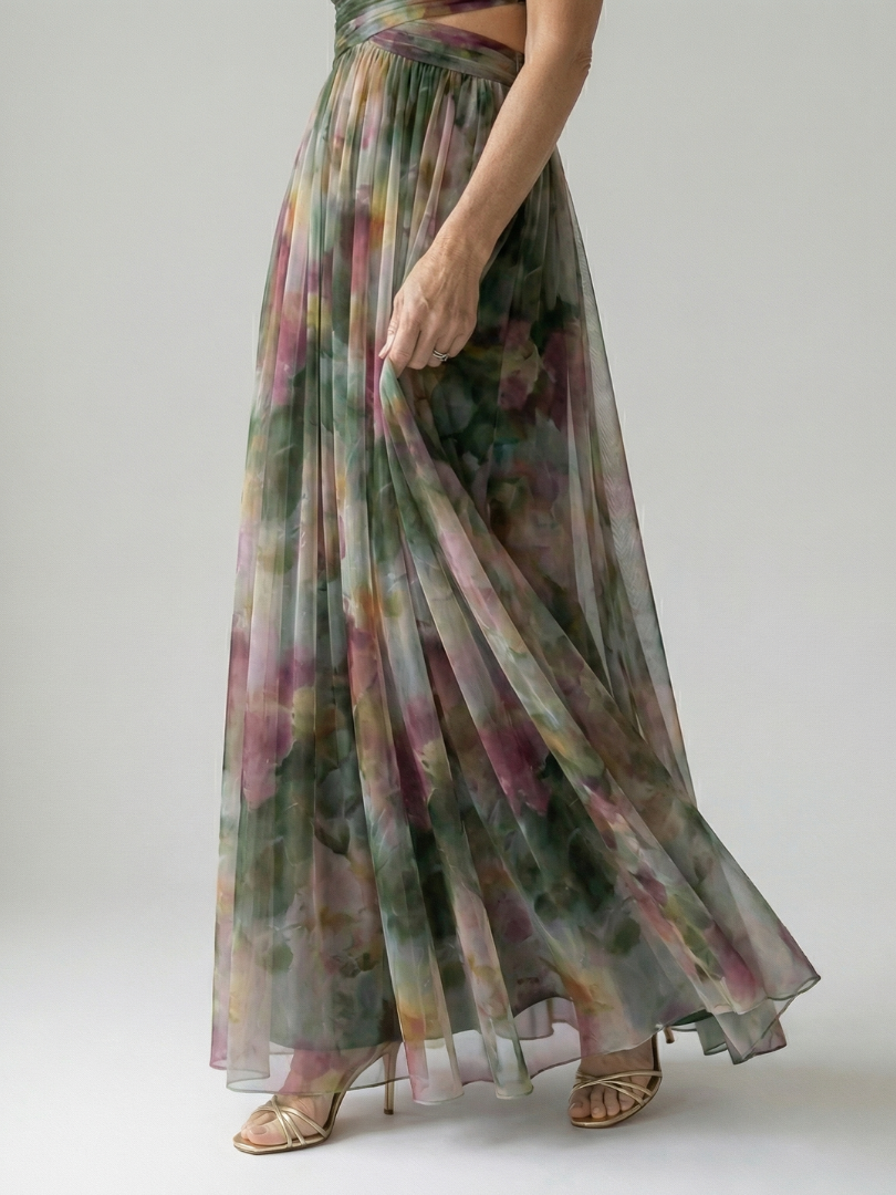 Women's Soft Wrap Maxi Dress with Wrapped Bodice and Flowing Skirt