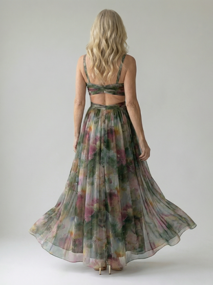 Women's Soft Wrap Maxi Dress with Wrapped Bodice and Flowing Skirt